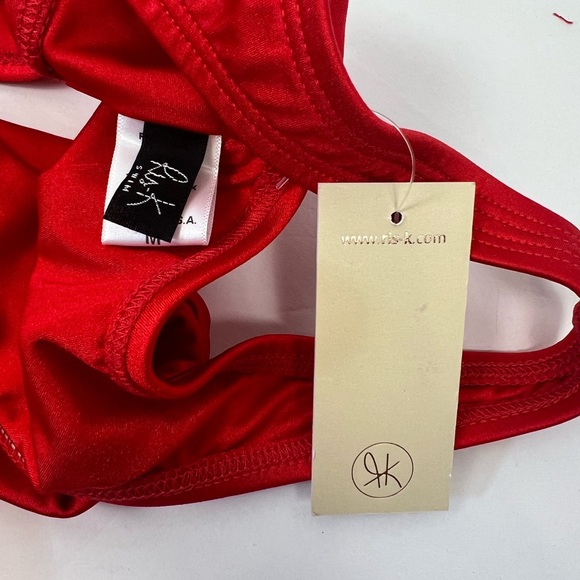 Ris-K Frolic Wrap Around Bikini Top in Shine Red Size Medium NEW With Tags - Picture 5 of 11